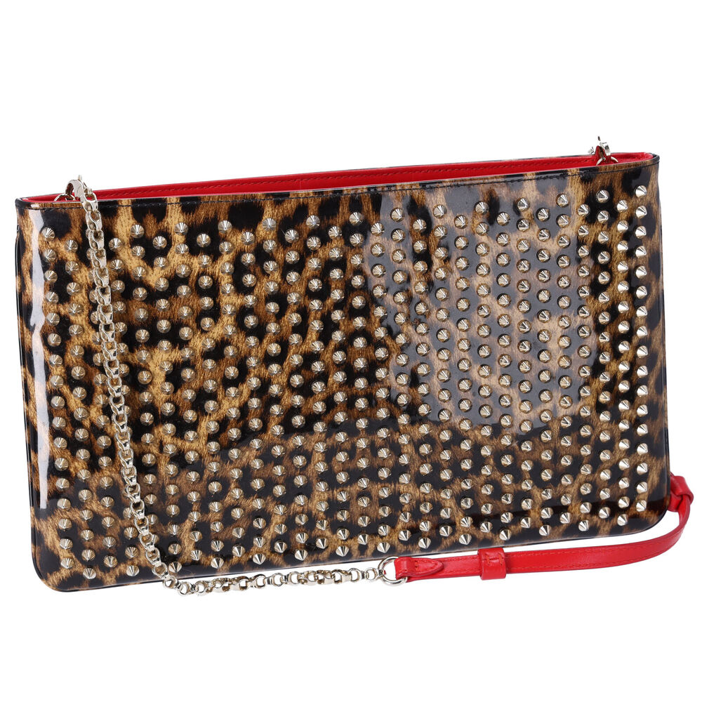 Christian Louboutin Loubiposh Shoulder Bag Light Brown Brown PVC Leopard - Picture 2 of 7